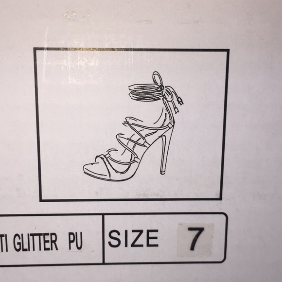 Qupid Woman’s Silver Multi Glitter Open Toe High Heels Size 7 - Picture 5 of 13